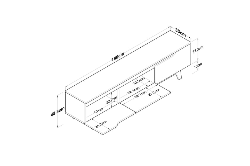 Lychester Tv-bord 180x35 cm Hvid/Brun - Møbler - TV borde & mediemøbler - TV-borde