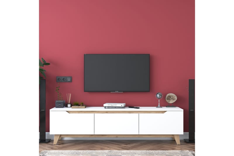 Lychester Tv-bord 180x35 cm Hvid/Brun - Møbler - TV borde & mediemøbler - TV-borde