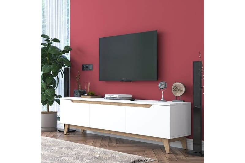 Lychester Tv-bord 180x35 cm Hvid/Brun - Møbler - TV borde & mediemøbler - TV-borde