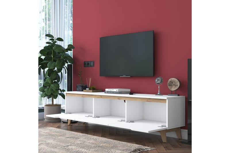 Lychester Tv-bord 180x35 cm Hvid/Brun - Møbler - TV borde & mediemøbler - TV-borde