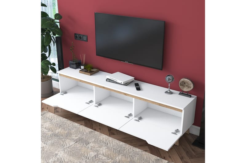 Lychester Tv-bord 180x35 cm Hvid/Brun - Møbler - TV borde & mediemøbler - TV-borde