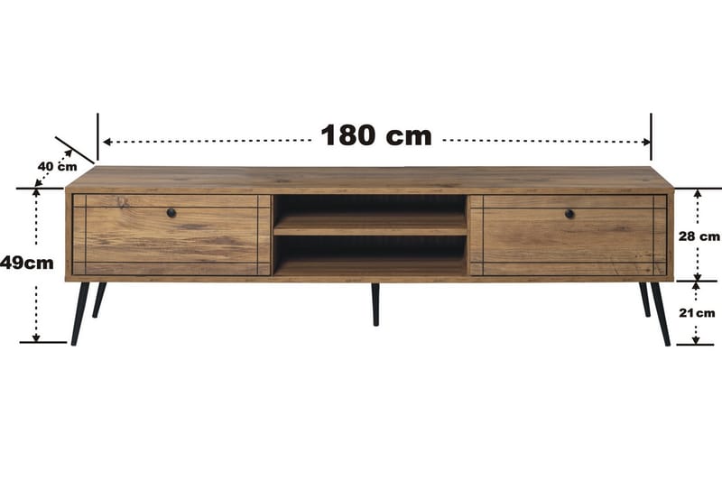 Manit TV-Bord 180 cm - Brun/Sort - Møbler - TV borde & mediemøbler - TV-borde