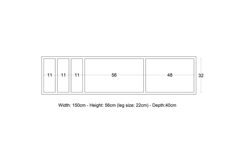 Midelt TV-bord 150 cm - Antracit/Natur - Møbler - TV borde & mediemøbler - TV-borde