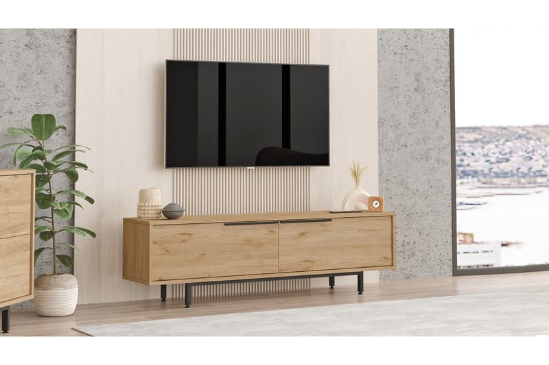 Munish TV-Bord 160 cm - Valnød finér - Møbler - TV borde & mediemøbler - TV-borde