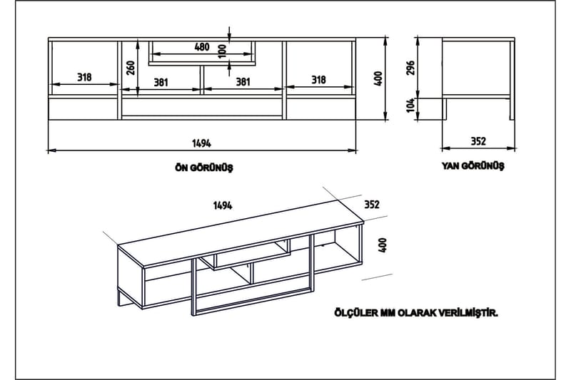 Naftali TV-Bord 149 cm - Hvid|Sort|Eg - Møbler - TV borde & mediemøbler - TV-borde