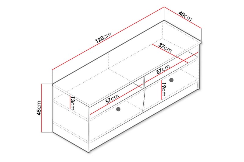 Nero TV-bord 120 cm - Natur/Hvid/Grå - Møbler - TV borde & mediemøbler - TV-borde