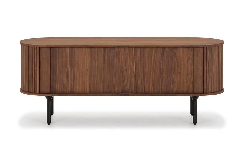 Noira Oval TV-bænk Massiv Valnød 150x45 cm Ribbet - Brun - Møbler - TV borde & mediemøbler - TV-borde