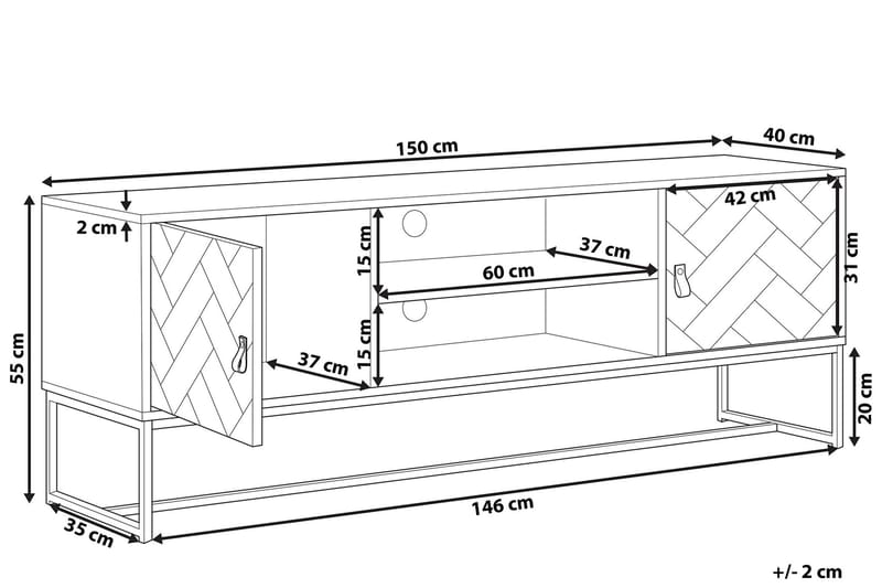 Nueva TV-bord 150x40 cm - Lysebrun/Hvid - Møbler - TV borde & mediemøbler - TV-borde