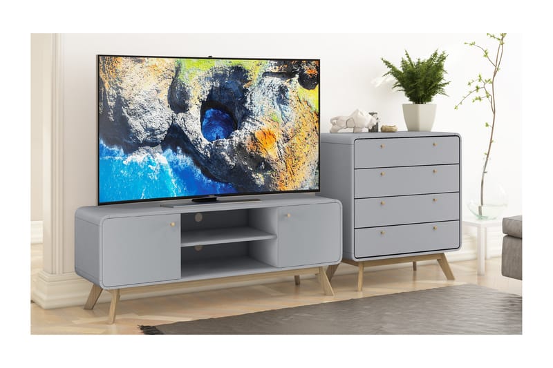 Olivet TV-Bord 140 cm - Grå - Møbler - TV borde & mediemøbler - TV-borde