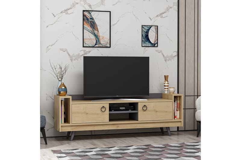 Opelika TV-Bord 160 cm - Natur/antracit - Møbler - TV borde & mediemøbler - TV-borde