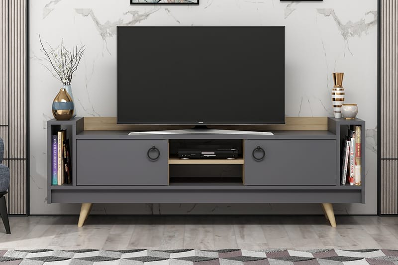 Opelika TV-bord 160 cm - Natur/Antracit - Møbler - TV borde & mediemøbler - TV-borde