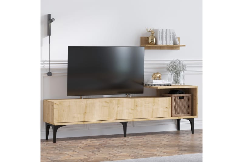 Plasanta TV-bord 180 cm - Natur/Hvid - Møbler - TV borde & mediemøbler - TV-borde