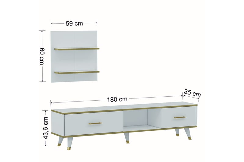 Rebelo TV-bord 180 cm - Hvid/Natur - Møbler - TV borde & mediemøbler - TV-borde