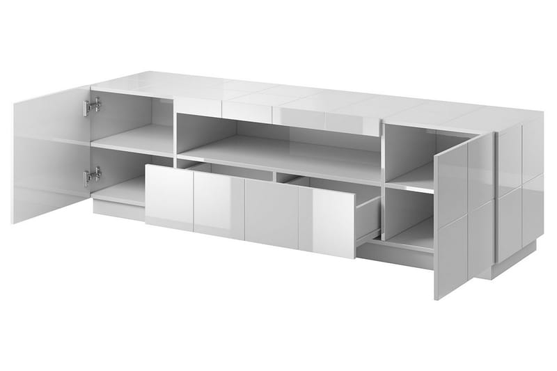 Reja TV-Bord 184 cm + LED - Grå højglans/hvid LED - Møbler - TV borde & mediemøbler - TV-borde