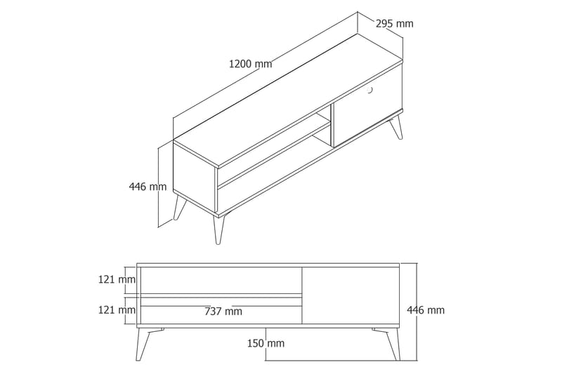 Reyne TV-bord 120 cm - Hvid - Møbler - TV borde & mediemøbler - TV-borde