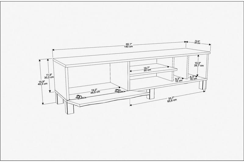 Rinorea TV-Bord 140x40,3 cm - Brun - Møbler - TV borde & mediemøbler - TV-borde