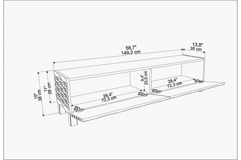 Rinorea TV-Bord 149,2x38 cm - Blå - Møbler - TV borde & mediemøbler - TV-borde