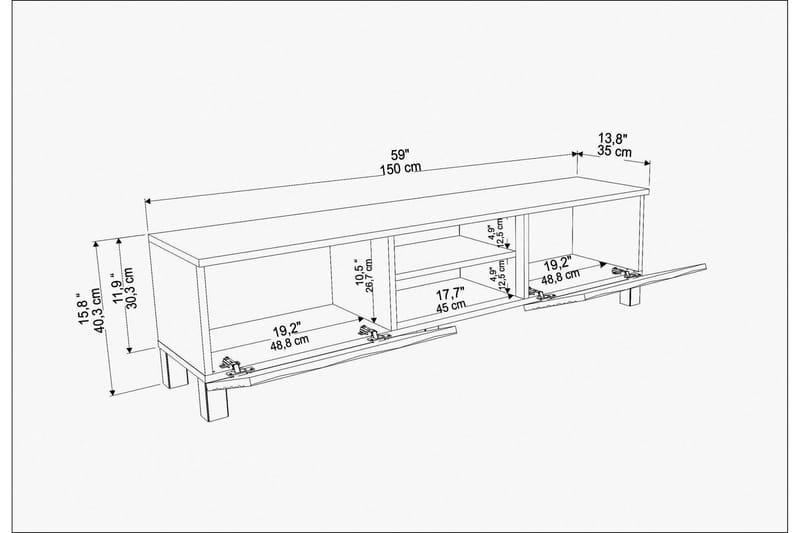 Rinorea TV-Bord 150x40,3 cm - Hvid - Møbler - TV borde & mediemøbler - TV-borde