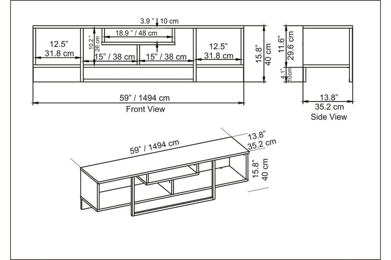 Rinorea TV-Bord 150x40 cm - Guld - Møbler - TV borde & mediemøbler - TV-borde