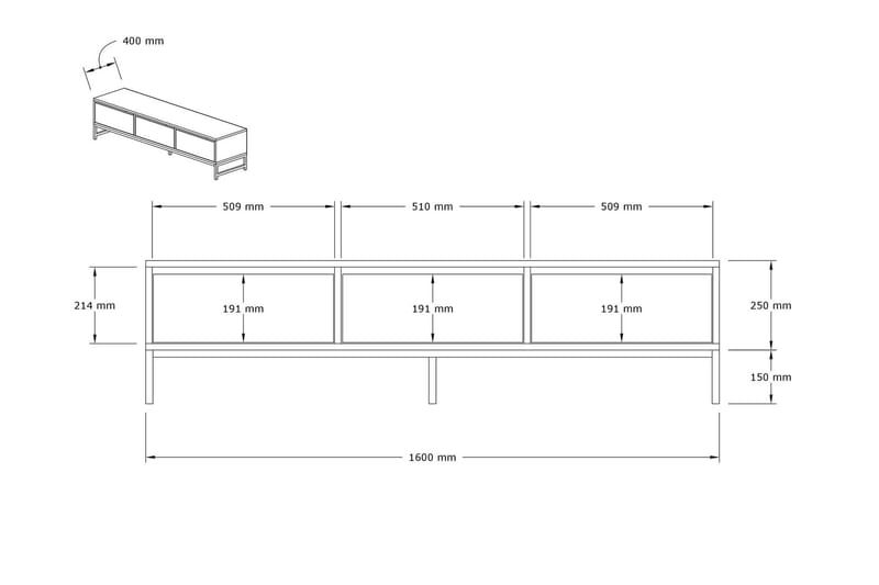 Rinorea TV-Bord 160x40 cm - Blå - Møbler - TV borde & mediemøbler - TV-borde