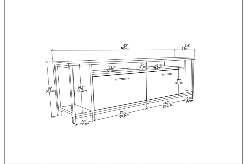 Rinorea TV-Bord 160x50,8 cm - Hvid - Møbler - TV borde & mediemøbler - TV-borde