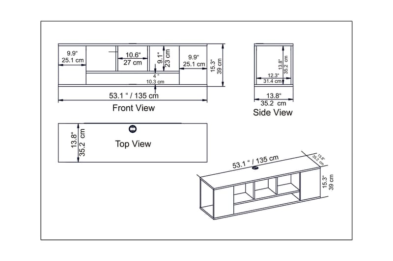 Risnabben TV-Bord 135 cm - Sort - Møbler - TV borde & mediemøbler - TV-borde