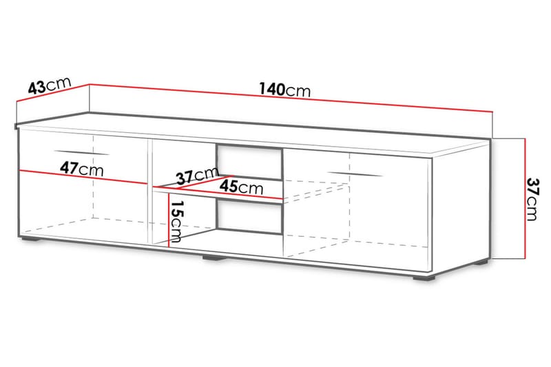 Ruskelsby TV-Bord 140 cm - Eg/Sort - Møbler - TV borde & mediemøbler - TV-borde