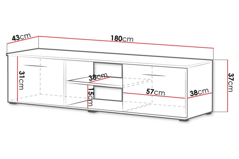 Ruskelsby TV-Bord 180 cm - Eg/Sort - Møbler - TV borde & mediemøbler - TV-borde