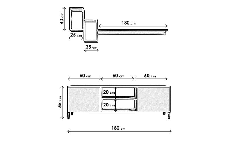 Sarisu TV-Bord 180 cm - Hvid - Møbler - TV borde & mediemøbler - TV-borde