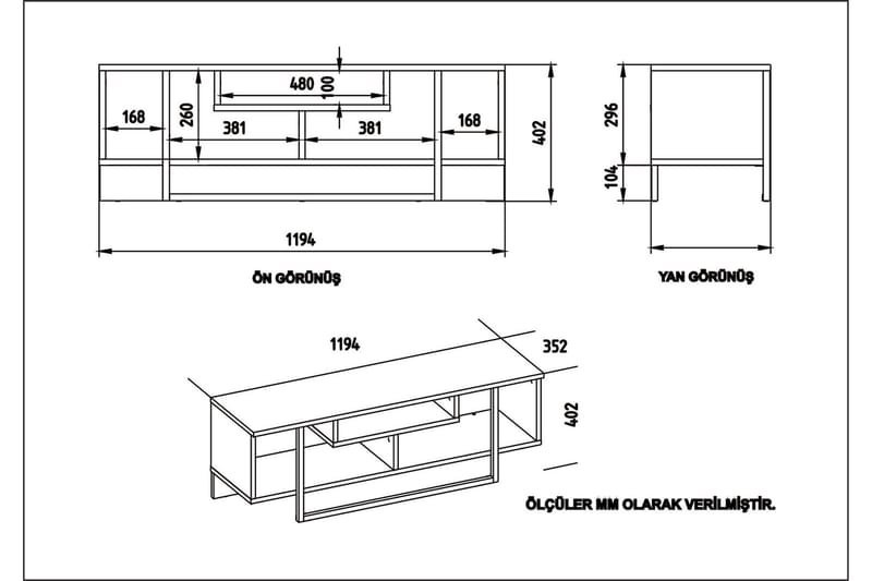 Sholly TV-Bord 119 cm - Hvid|Sort - Møbler - TV borde & mediemøbler - TV-borde