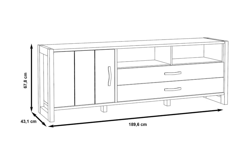 Strumica TV-Bord 190 cm - Brun/Grå - Møbler - TV borde & mediemøbler - TV-borde