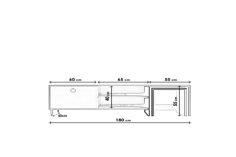 Tudena TV-bord 180 cm - Hvid - Møbler - TV borde & mediemøbler - TV-borde