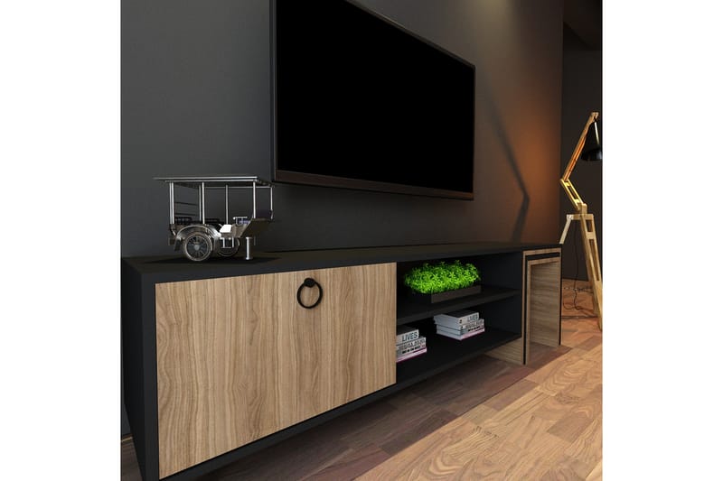 Tudena TV-bord 180 cm - Natur/Sort - Møbler - TV borde & mediemøbler - TV-borde