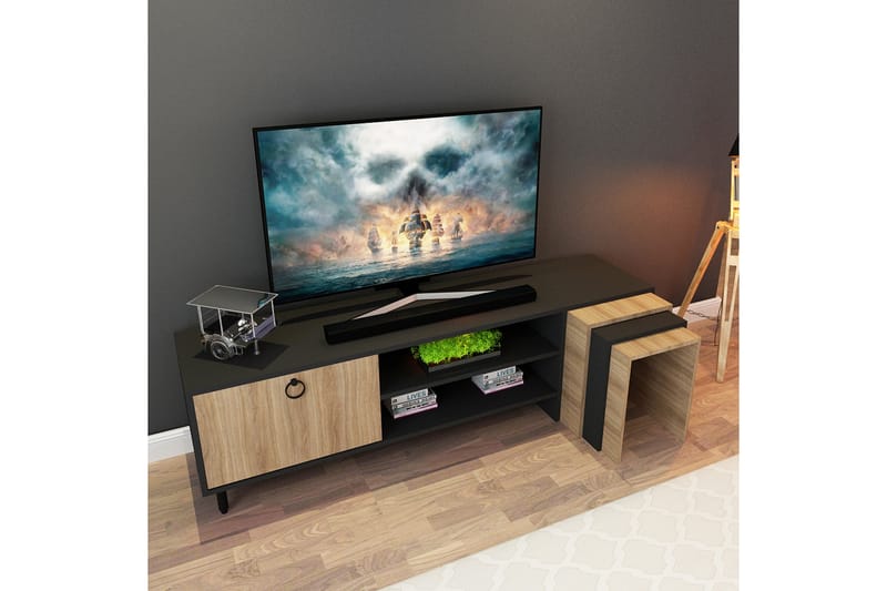 Tudena TV-bord 180 cm - Natur/Sort - Møbler - TV borde & mediemøbler - TV-borde