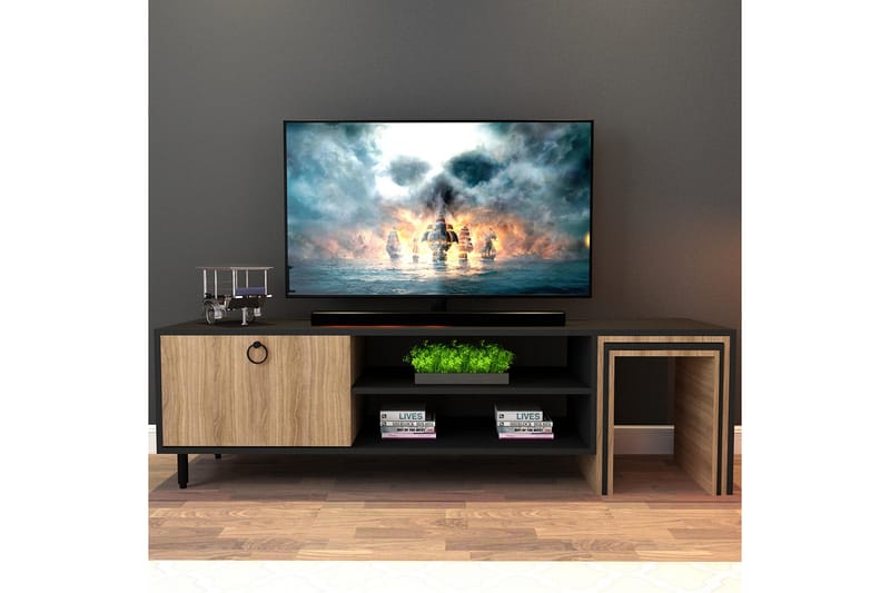 Tudena TV-bord 180 cm - Natur/Sort - Møbler - TV borde & mediemøbler - TV-borde