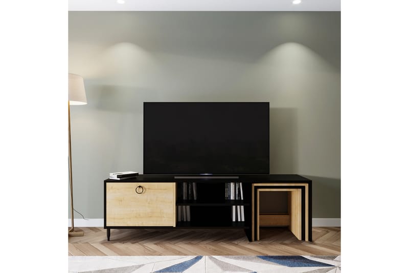 Tutana TV-Bord 180 cm - Sort/natur - Møbler - TV borde & mediemøbler - TV-borde