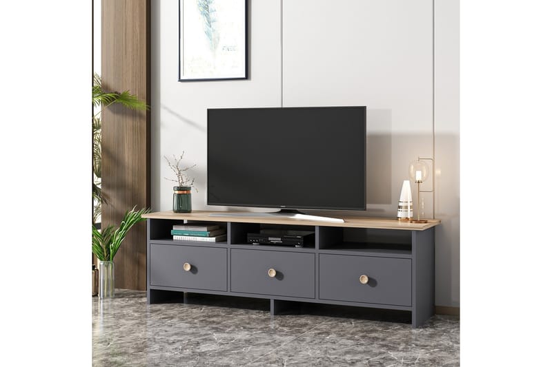 Tv bänk 150 cm Antracit/Ek - Møbler - TV borde & mediemøbler - TV-borde