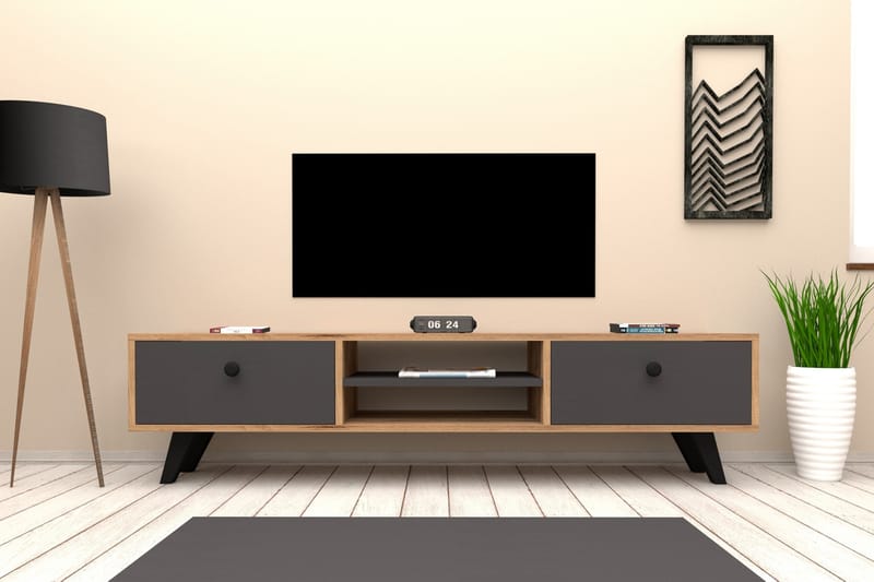 Tv bänk 160 cm Ek/Antracit - Møbler - TV borde & mediemøbler - TV-borde