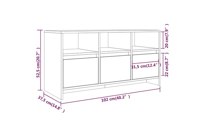 tv-bord 102x37,5x52,5 cm spånplade betongrå - Grå - Møbler - TV borde & mediemøbler - TV-borde