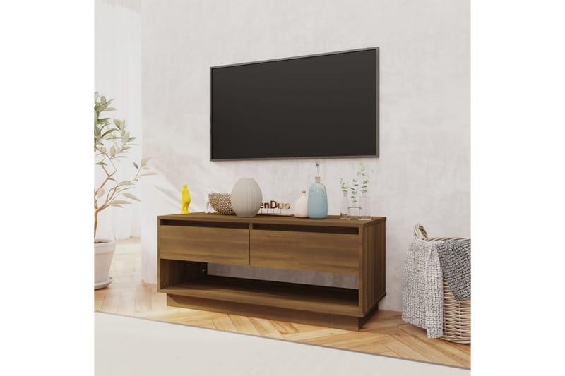 tv-bord 102x41x44 cm spånplade brun egetræsfarve - Brun - Møbler - TV borde & mediemøbler - TV-borde