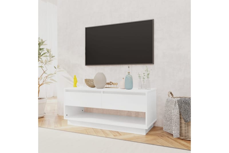 tv-bord 102x41x44 cm spånplade hvid højglans - Hvid - Møbler - TV borde & mediemøbler - TV-borde