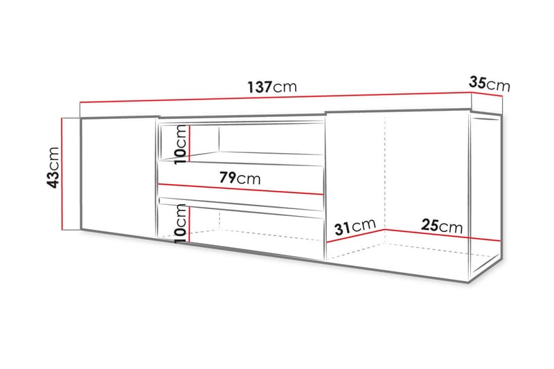 TV-Bord 137 cm - Eg - Møbler - TV borde & mediemøbler - TV-borde