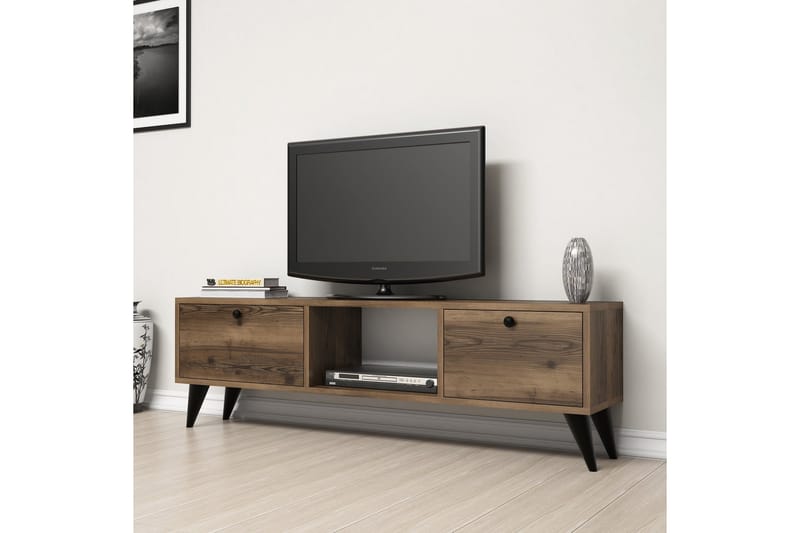 Tv-bord 138 cm - Valnød/Sort - Møbler - TV borde & mediemøbler - TV-borde