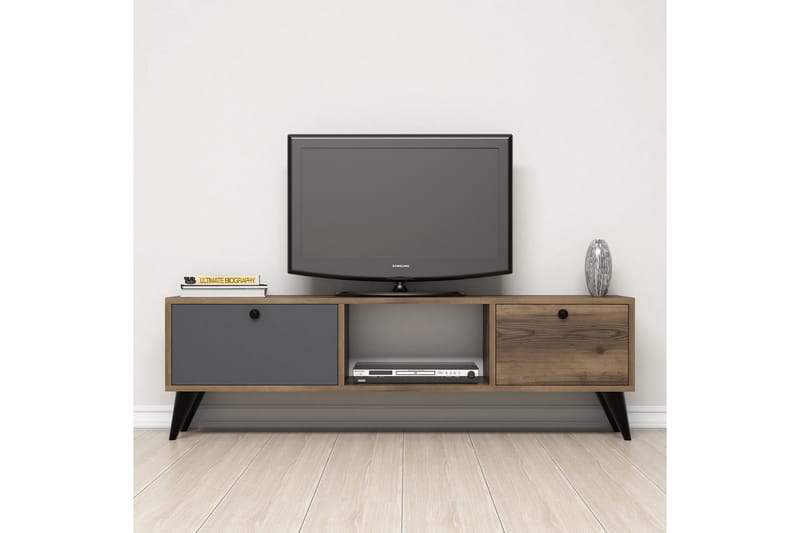 Tv-bord 138 cm - Valnød/Sort/Grå - Møbler - TV borde & mediemøbler - TV-borde