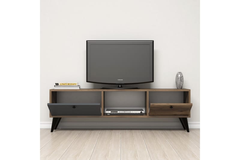 Tv-bord 138 cm - Valnød/Sort/Grå - Møbler - TV borde & mediemøbler - TV-borde