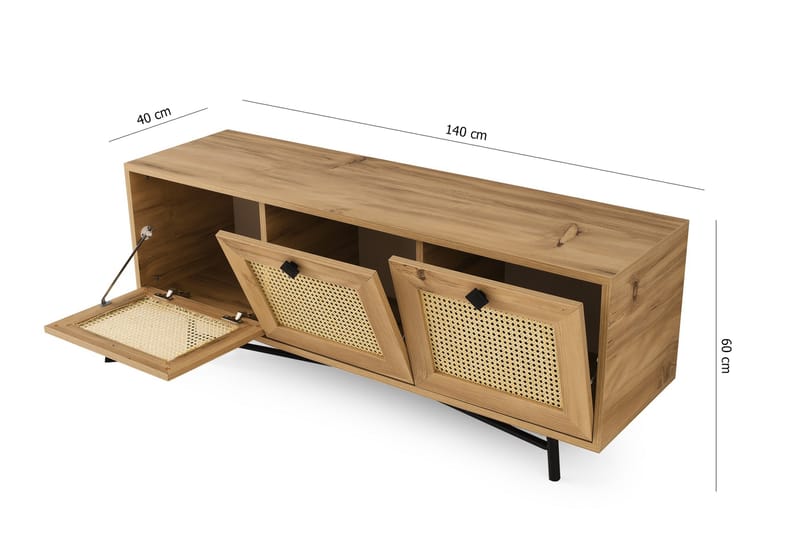 Tv-bord 140 cm Eg/ Sort - Møbler - TV borde & mediemøbler - TV-borde