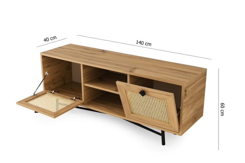 Tv-bord 140 cm Eg/ Sort - Møbler - TV borde & mediemøbler - TV-borde