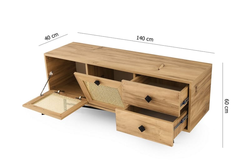 Tv-bord 140 cm Eg/ Sort - Møbler - TV borde & mediemøbler - TV-borde