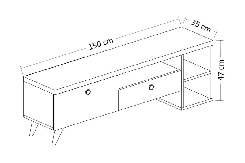 Tv-bord 150 cm Sort/ Eg - Møbler - TV borde & mediemøbler - TV-borde