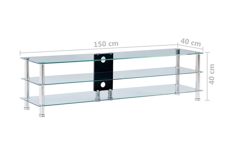 Tv-Bord 150 X 40 X 40 Cm Hærdet Glas Transparent - gennemsigtig - Møbler - TV borde & mediemøbler - TV-borde